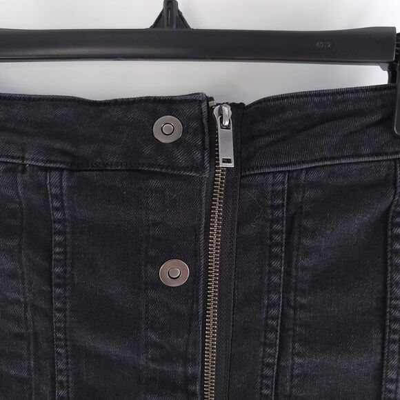 DL1961 Solid Black Full Zip Snap Poppy Skirt Raw Hem Womens Size M - Picture 4 of 11